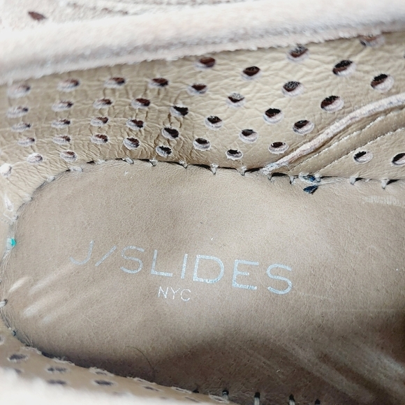 J/Slides Rileyy Tan Leather Perforated Espadrille Sneaker C759 - Picture 13 of 14